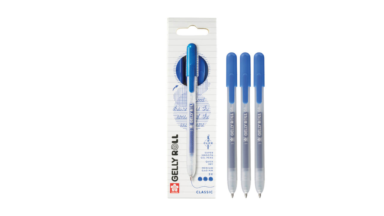 Gelschrijver Sakura Gelly Roll Classic 08 klikfunctie blauw 3 stuks