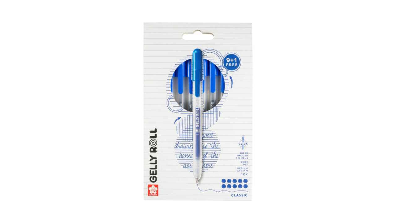 Gelschrijver Sakura Gelly Roll Classic 08 klikfunctie blauw 10 stuks