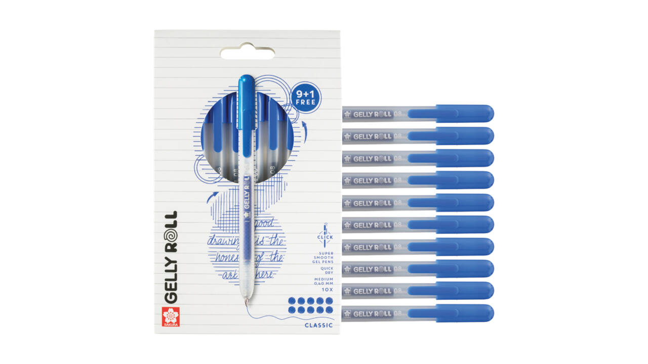 Gelschrijver Sakura Gelly Roll Classic 08 klikfunctie blauw 10 stuks