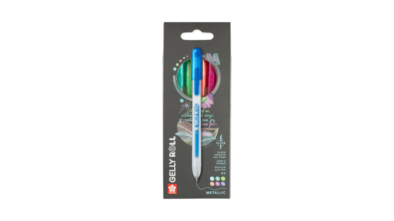 Gelschrijver Sakura Gelly Roll Metallic 08 klikfunctie set à 6 kleuren