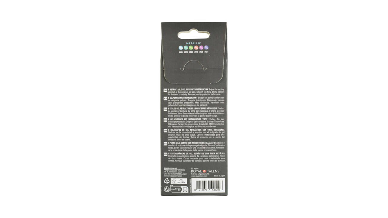 Gelschrijver Sakura Gelly Roll Metallic 08 klikfunctie set à 6 kleuren