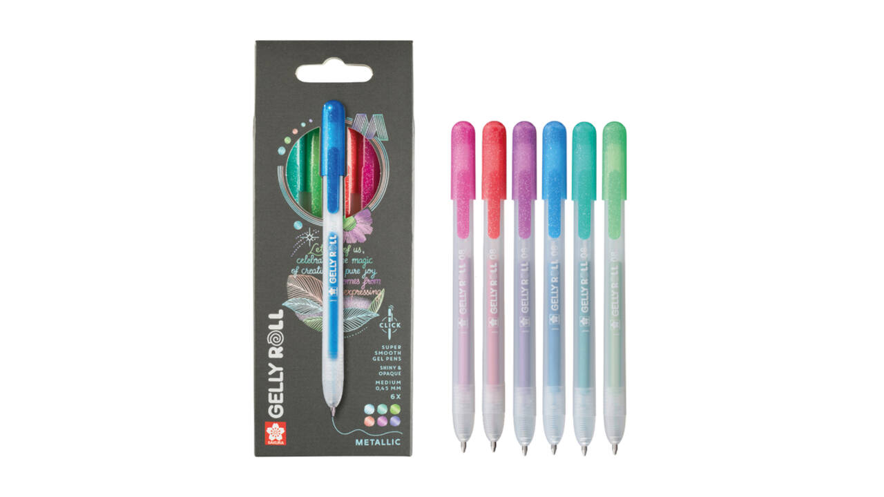 Gelschrijver Sakura Gelly Roll Metallic 08 klikfunctie set à 6 kleuren