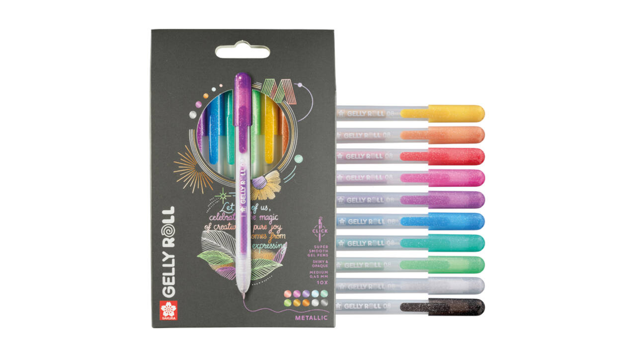 Gelschrijver Sakura Gelly Roll Metallic 08 klikfunctie assorti 10st