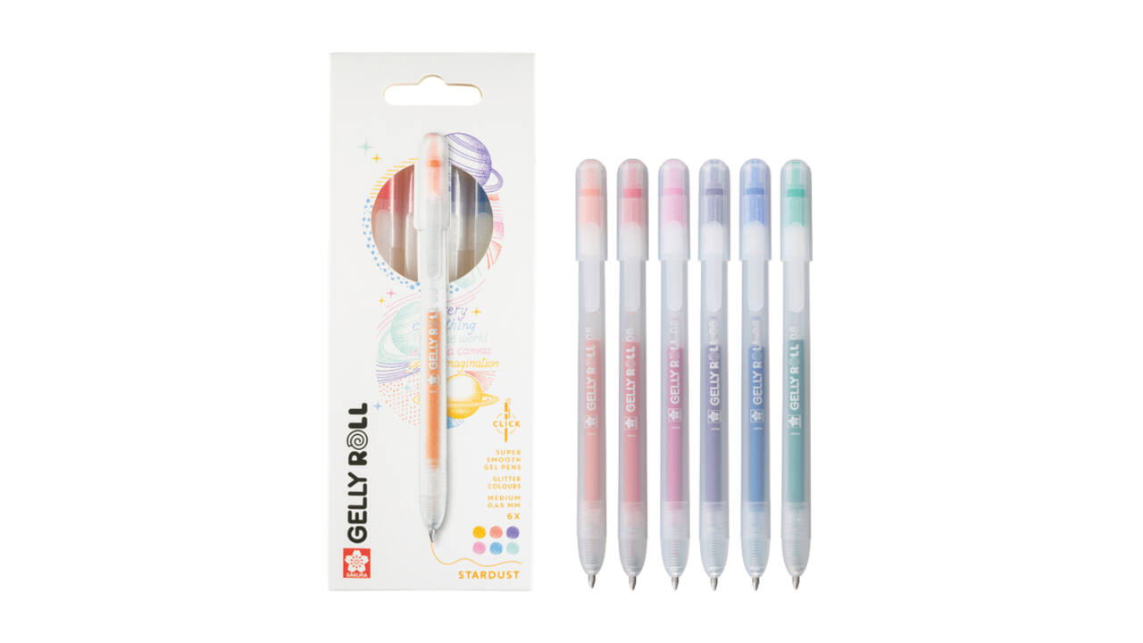 Gelschrijver Sakura Gelly Roll Stardust 08 klikfunctie set à 6 kleuren