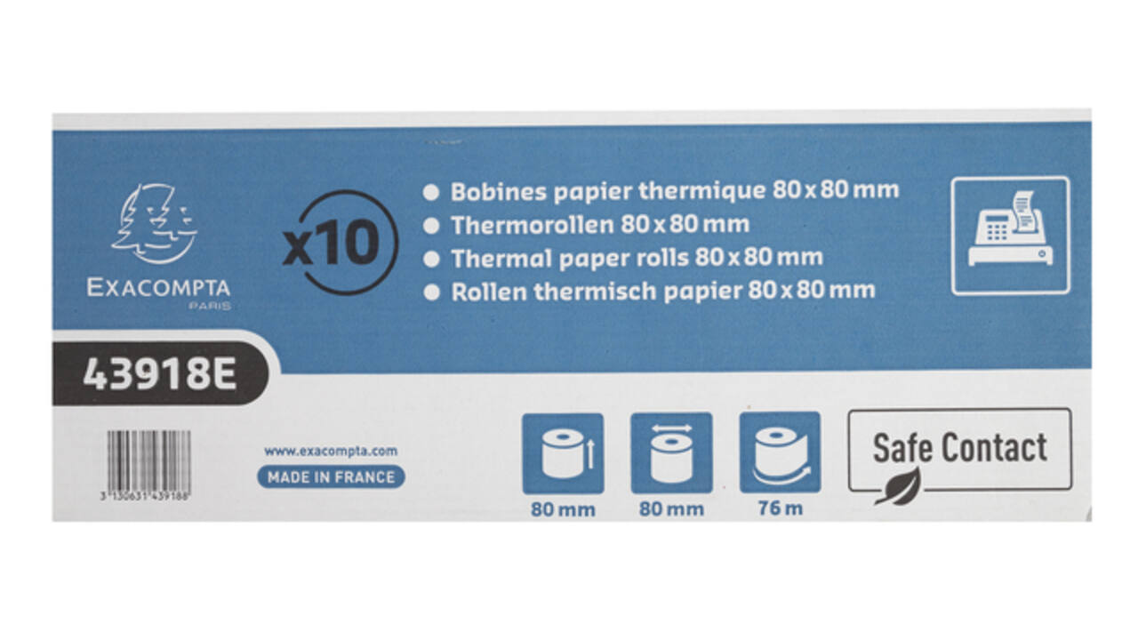Telrol Exacompta 80mmx76m kern Ø12mm SafeContact thermisch
