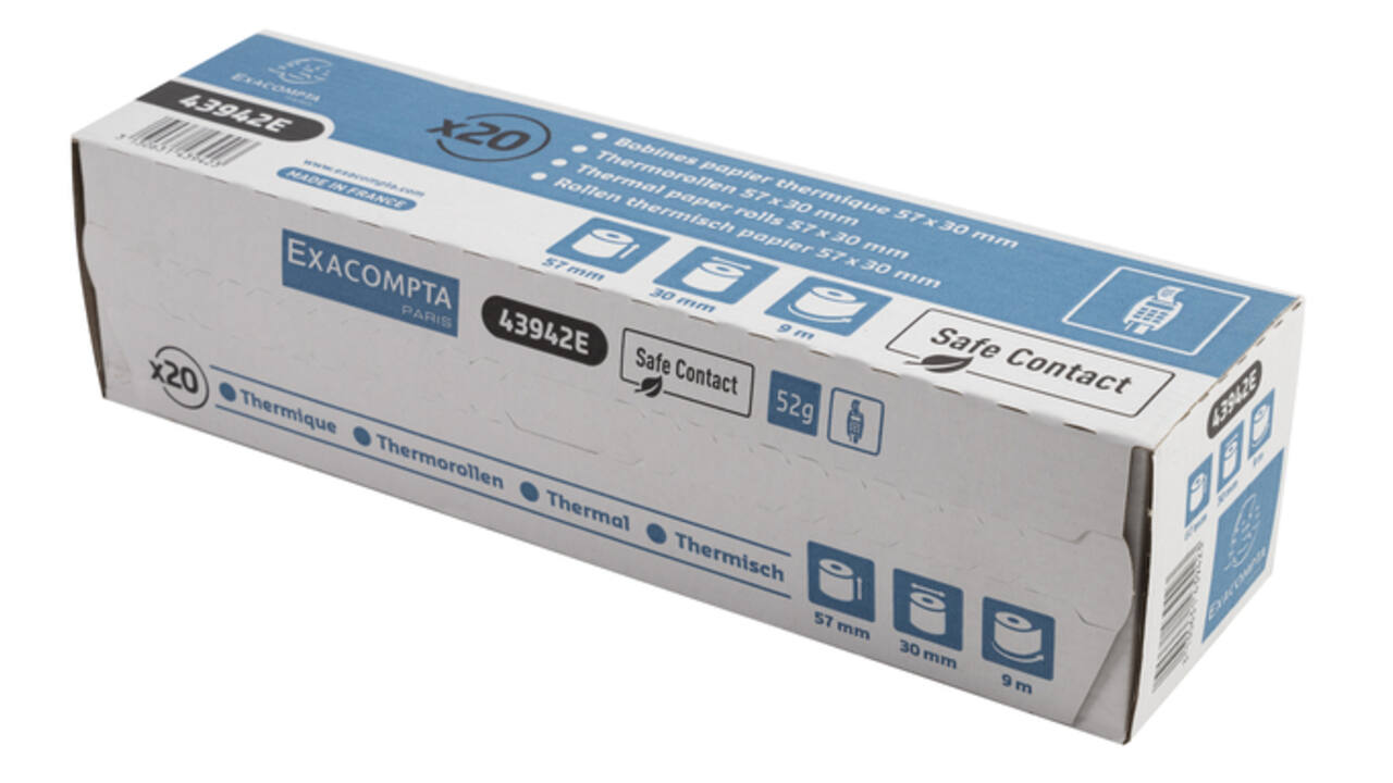 Telrol Exacompta 57mmx9m kern Ø12mm SafeContact thermisch