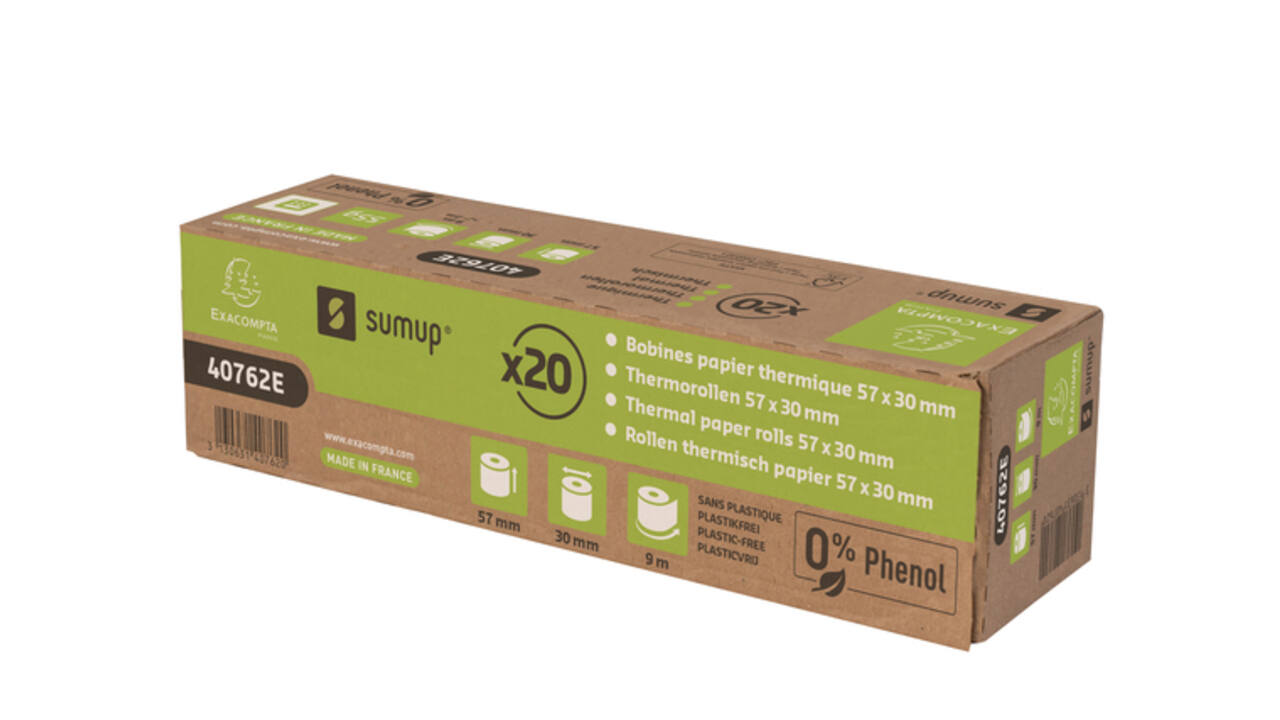 Telrol Exacompta 57mmx9m, kern Ø12mm SumUp thermisch fenolvrij