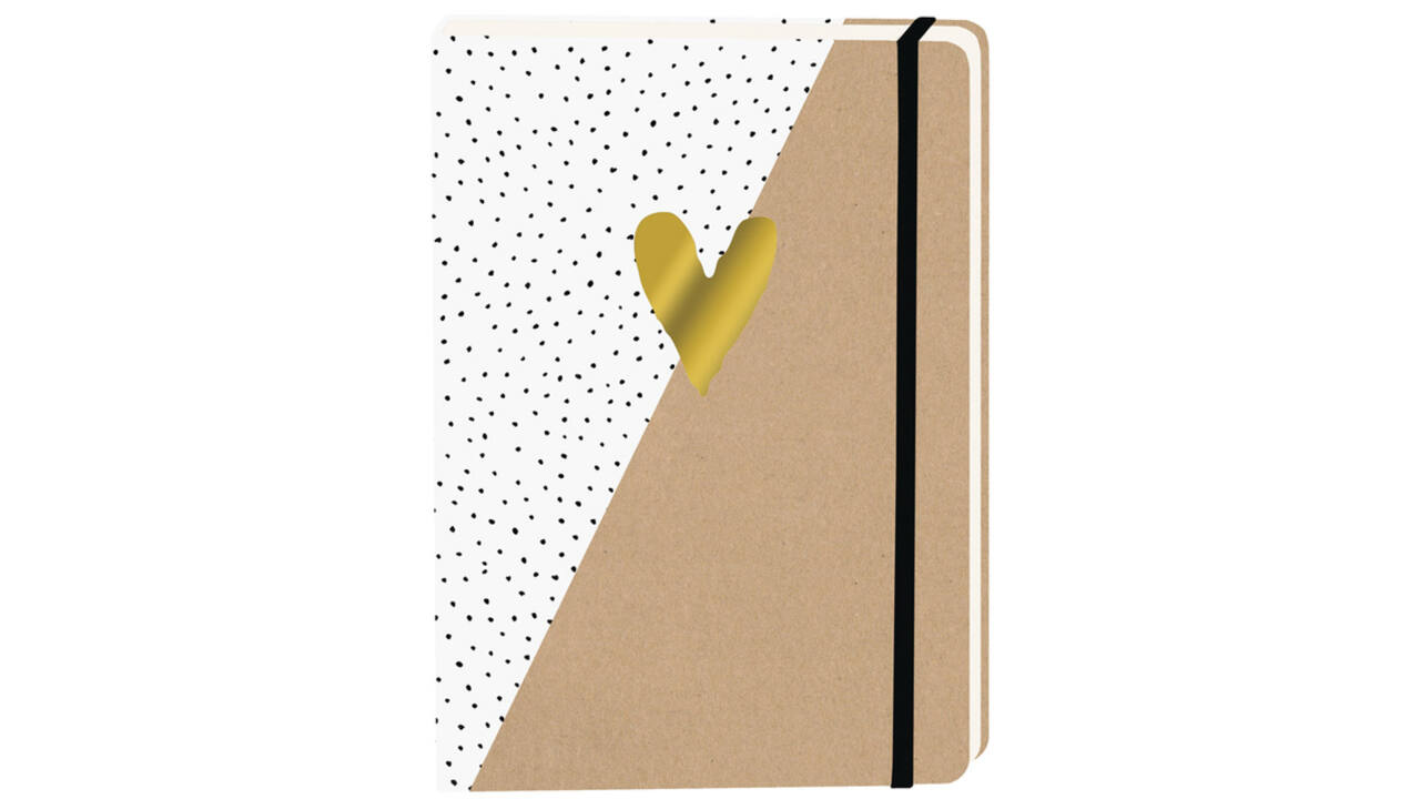 Notitieboek kraft gouden hart A5 lijn 92 pagina's softcover