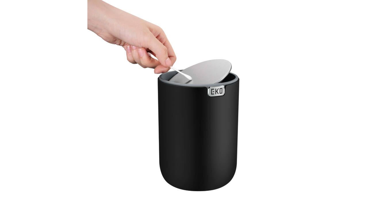 Afvalbak EKO Fandy 2 tafelmodel met swingdeksel 1,5 liter zwart