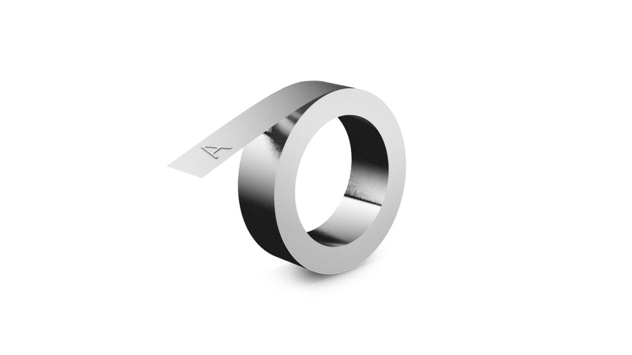 Reliëftape Dymo embossing niet klevend aluminium 12mm zilver