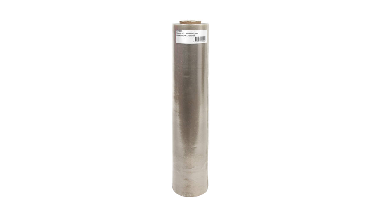 Wikkelfolie IEZZY 500mmx300m 20mu 100% recycled (PCR) transparant