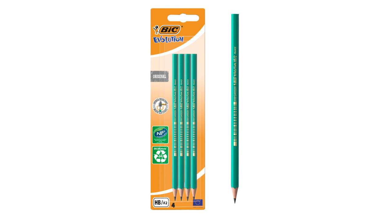 Potlood Bic Evolution ecolutions original zeshoekig HB 4 stuks