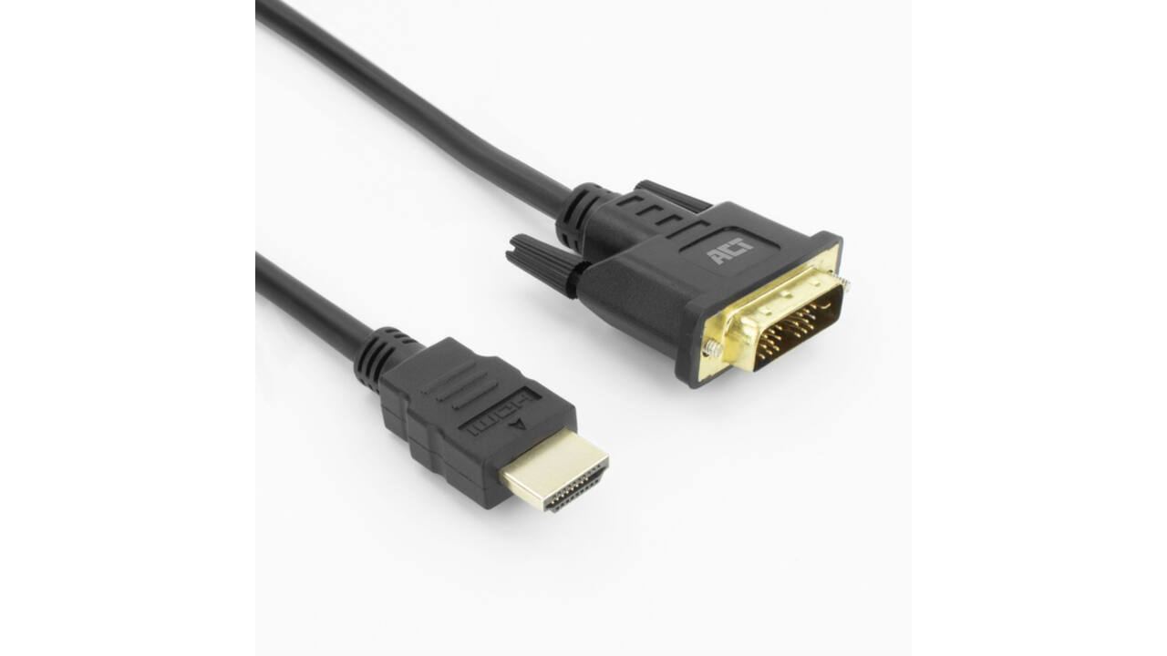 Kabel ACT HDMI DVI 18+1 pin M/M zwart 2 meter