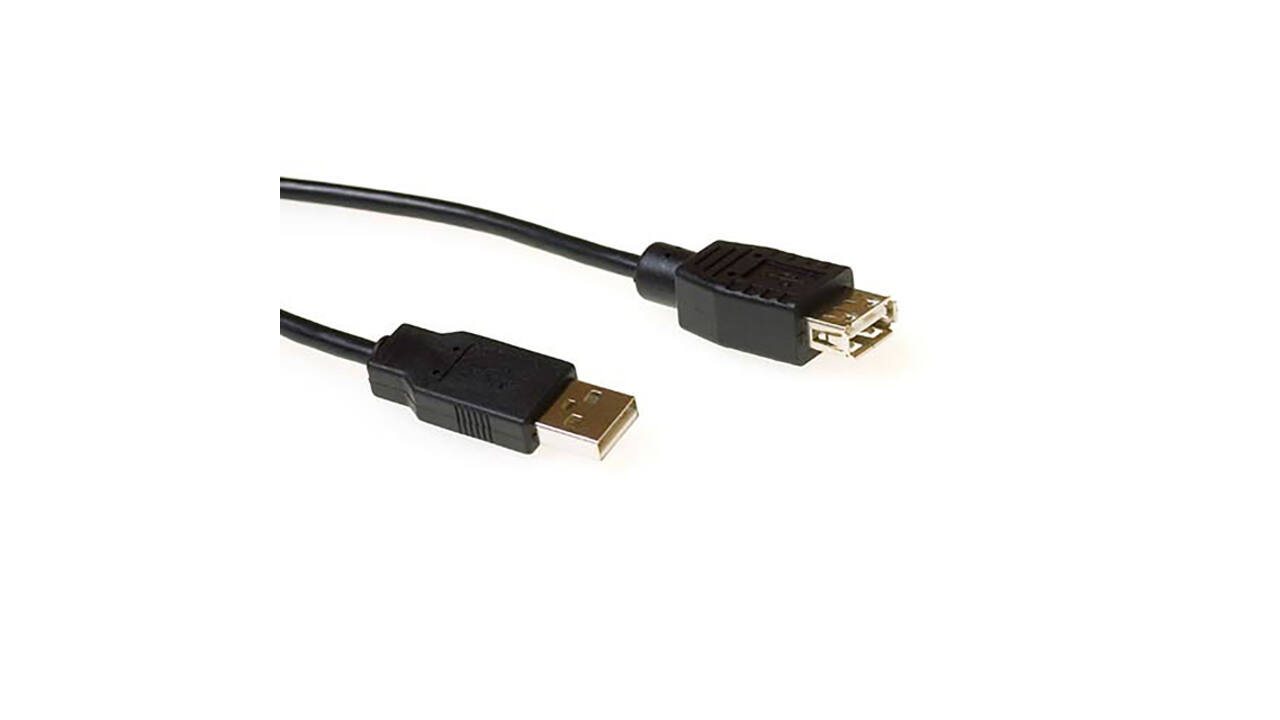 Kabel ACT USB 2.0 M/V zwart 1.8 meter