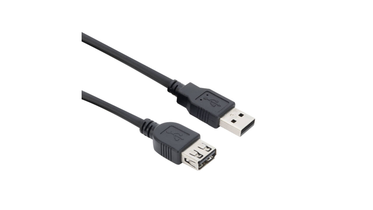 Kabel ACT USB 2.0 A male - USB A female zwart 0.5 meter