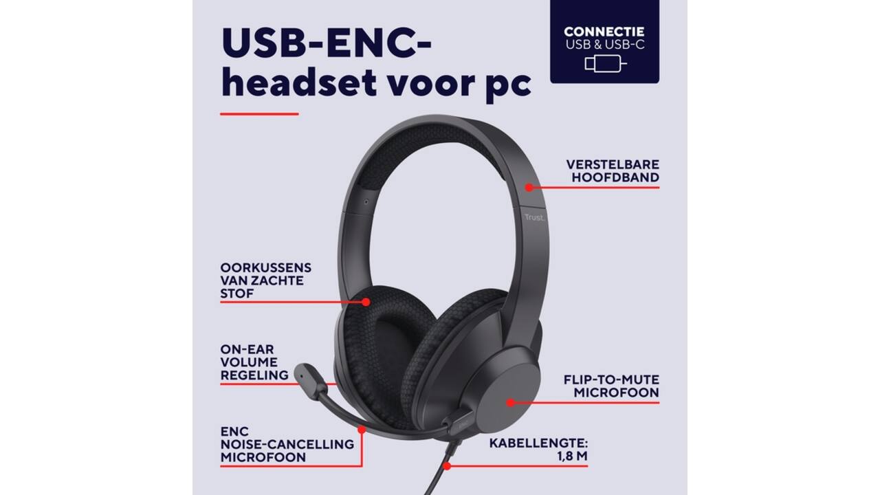 Hoofdtelefoon Trust Ayda Max USB-ENC