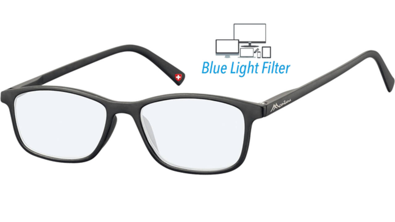 Bril  Montana +0.00 dpt blue light filter zwart
