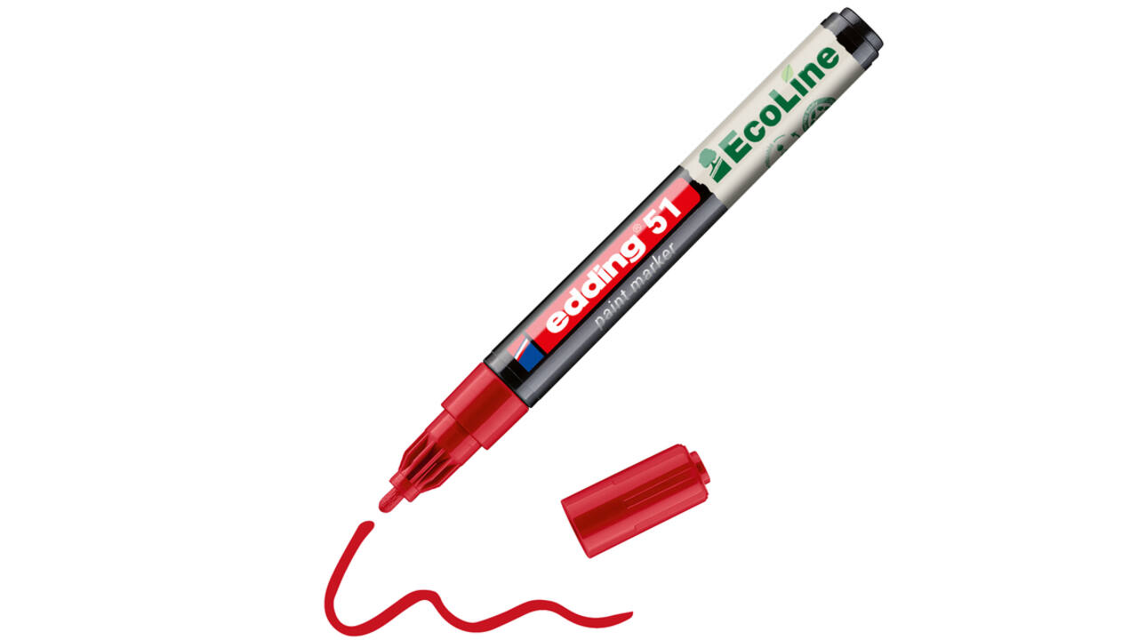 Paintmarker edding 51 EcoLine op waterbasis 1-2mm rood