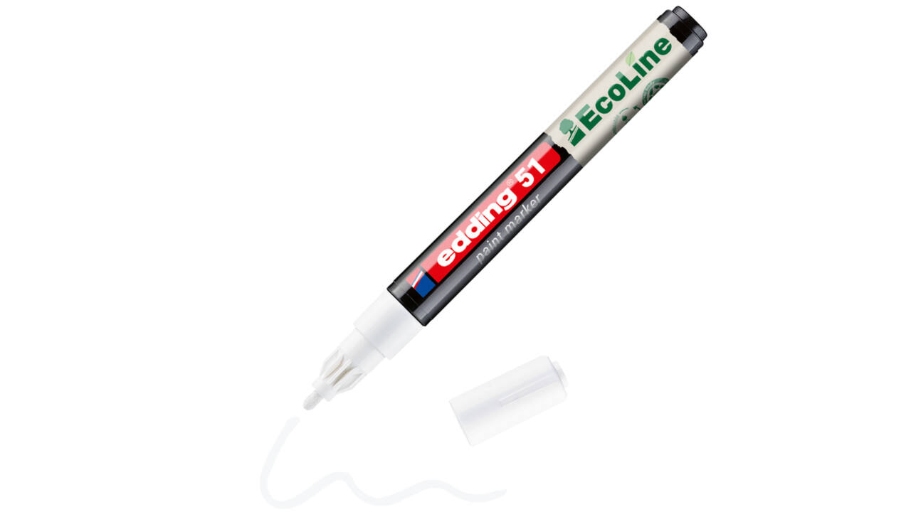 Paintmarker edding 51 EcoLine op waterbasis 1-2mm wit