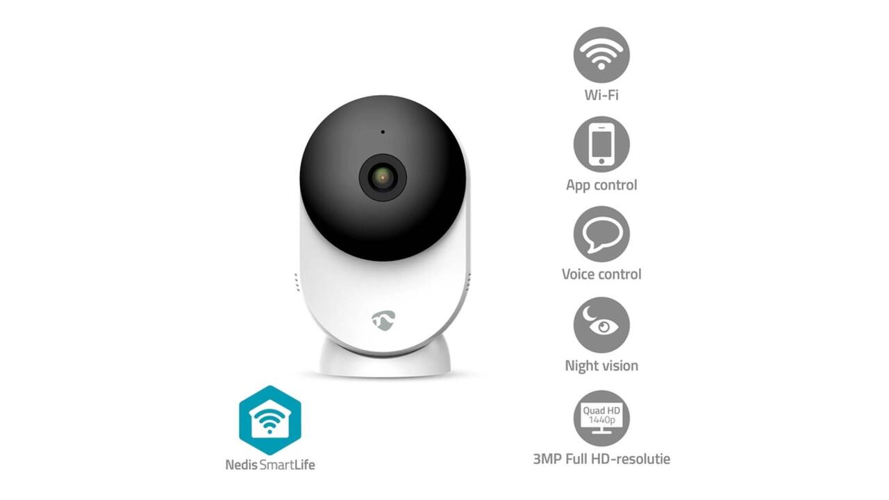 Beveiligingscamera Nedis Smartlife Wifi indoor 3MP Full HD 1296p wit