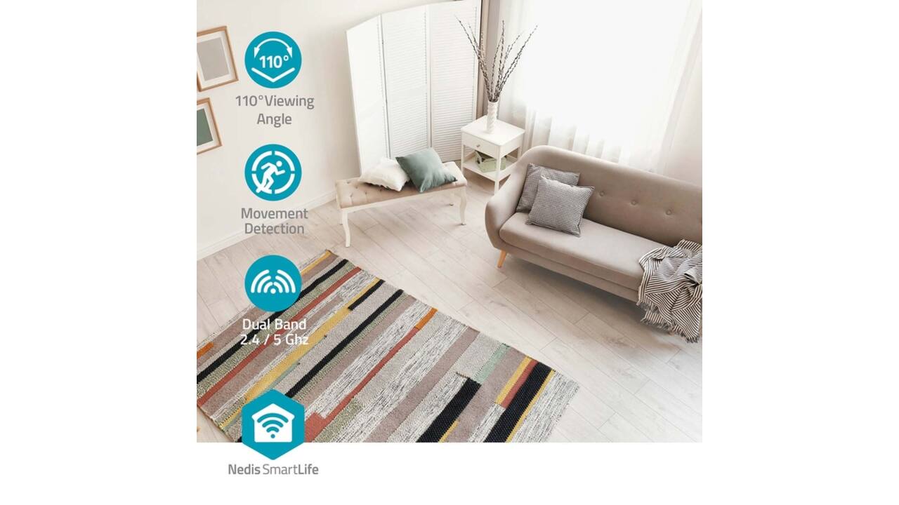Beveiligingscamera Nedis Smartlife Wifi indoor 3MP Full HD 1296p wit