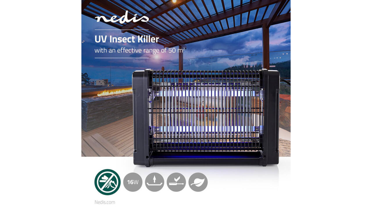 Insectenlamp Nedis electrisch 2x8watt 50M2 zwart