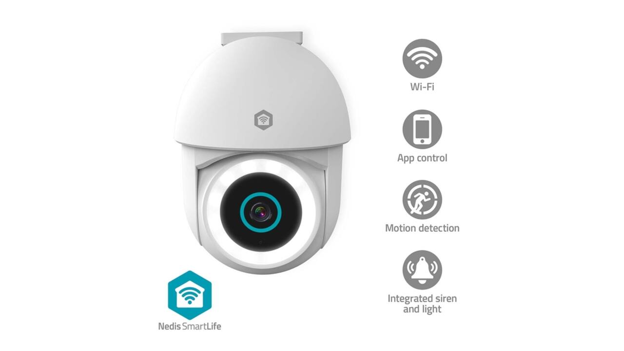 Beveiligingscamera Nedis Smartlife Wifi buiten 3MP Full HD 1296p wit