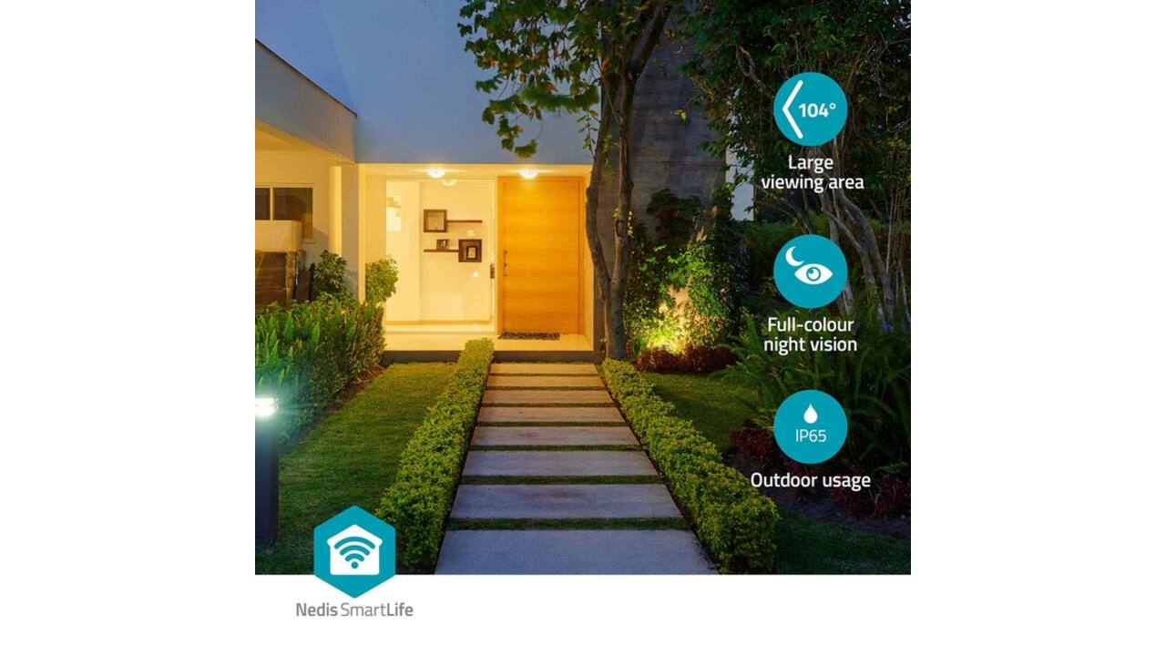 Beveiligingscamera Nedis Smartlife Wifi buiten 3MP Full HD 1296p wit