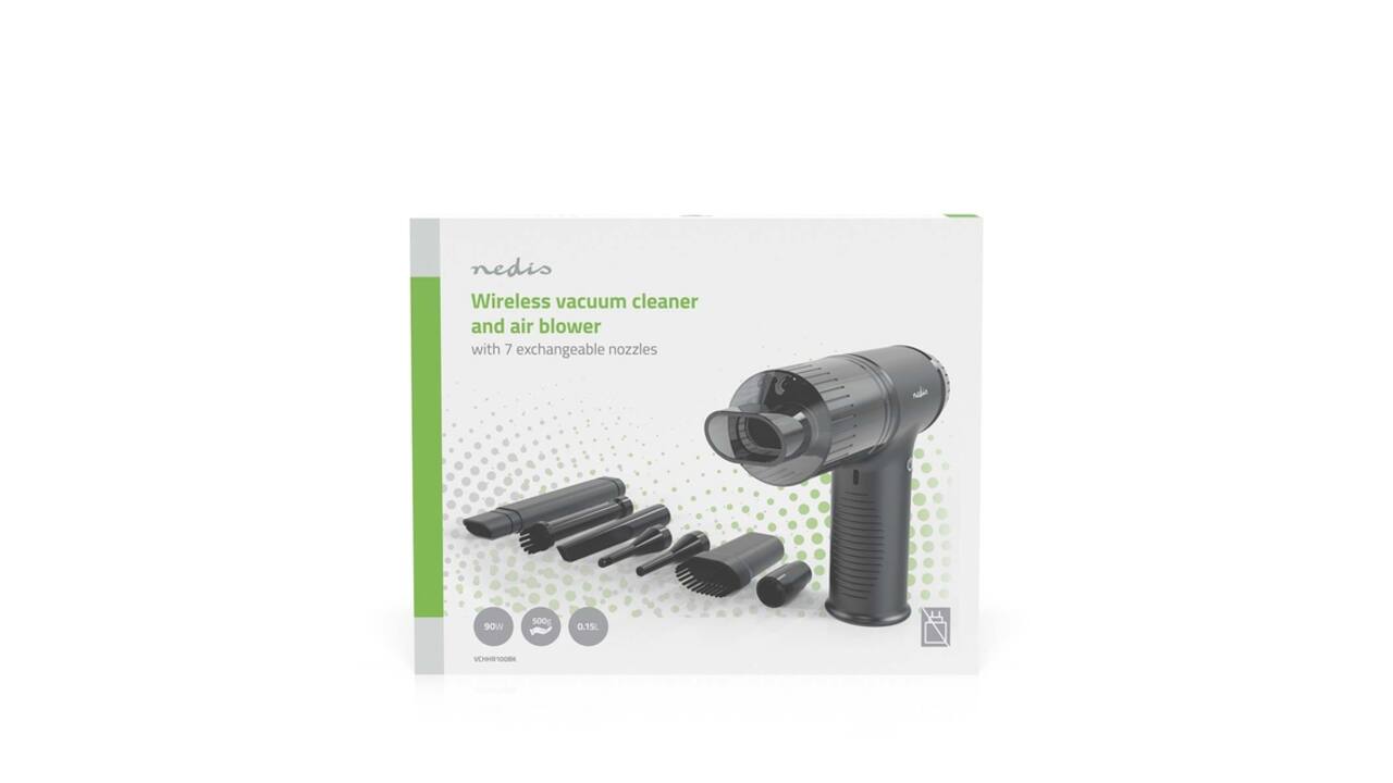 Handstofzuiger / luchtblazer Nedis 90W oplaadbaar zwart
