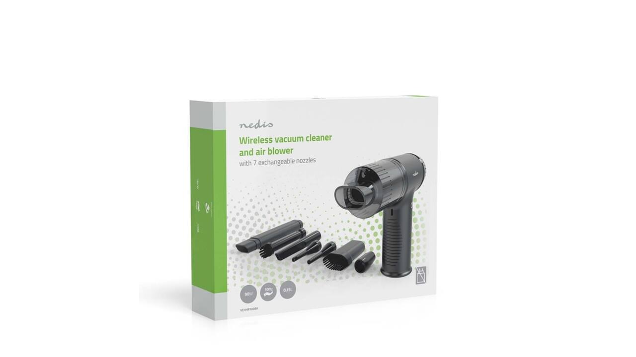 Handstofzuiger / luchtblazer Nedis 90W oplaadbaar zwart