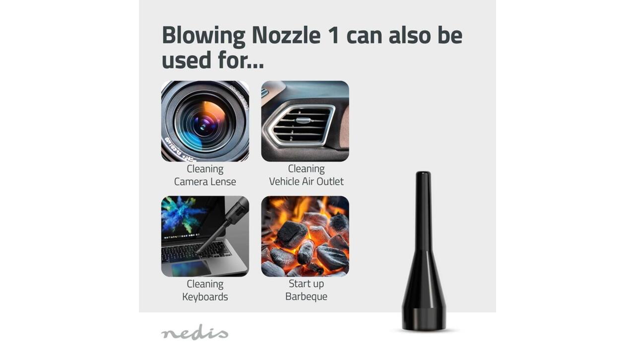 Handstofzuiger / luchtblazer Nedis 90W oplaadbaar zwart