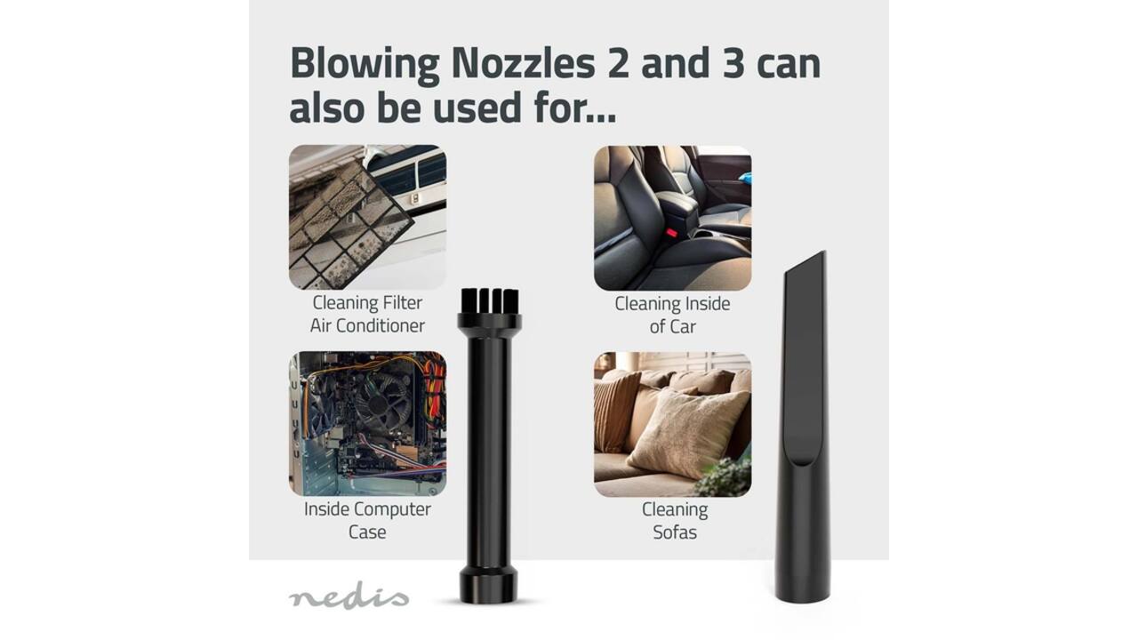 Handstofzuiger / luchtblazer Nedis 90W oplaadbaar zwart