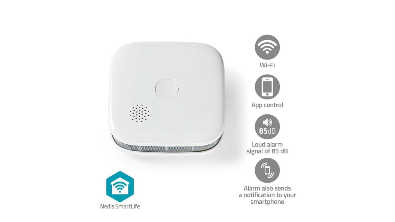 Rookmelder Nedis Smartlife Wifi 10 jaar sensor wit