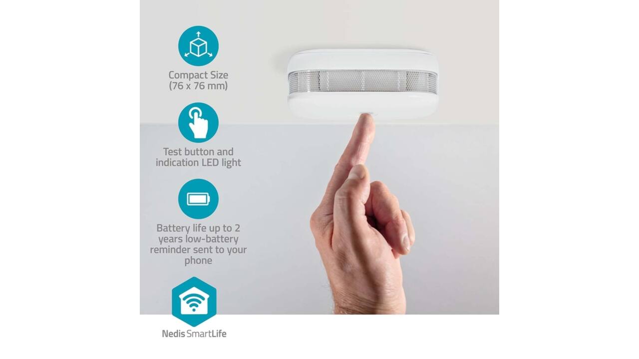 Rookmelder Nedis Smartlife Wifi 10 jaar sensor wit
