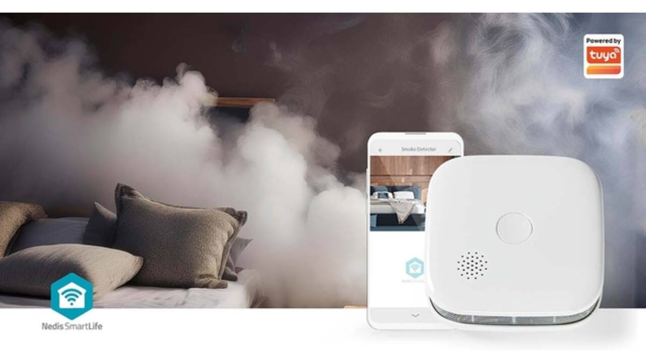 Rookmelder Nedis Smartlife Wifi 10 jaar sensor wit