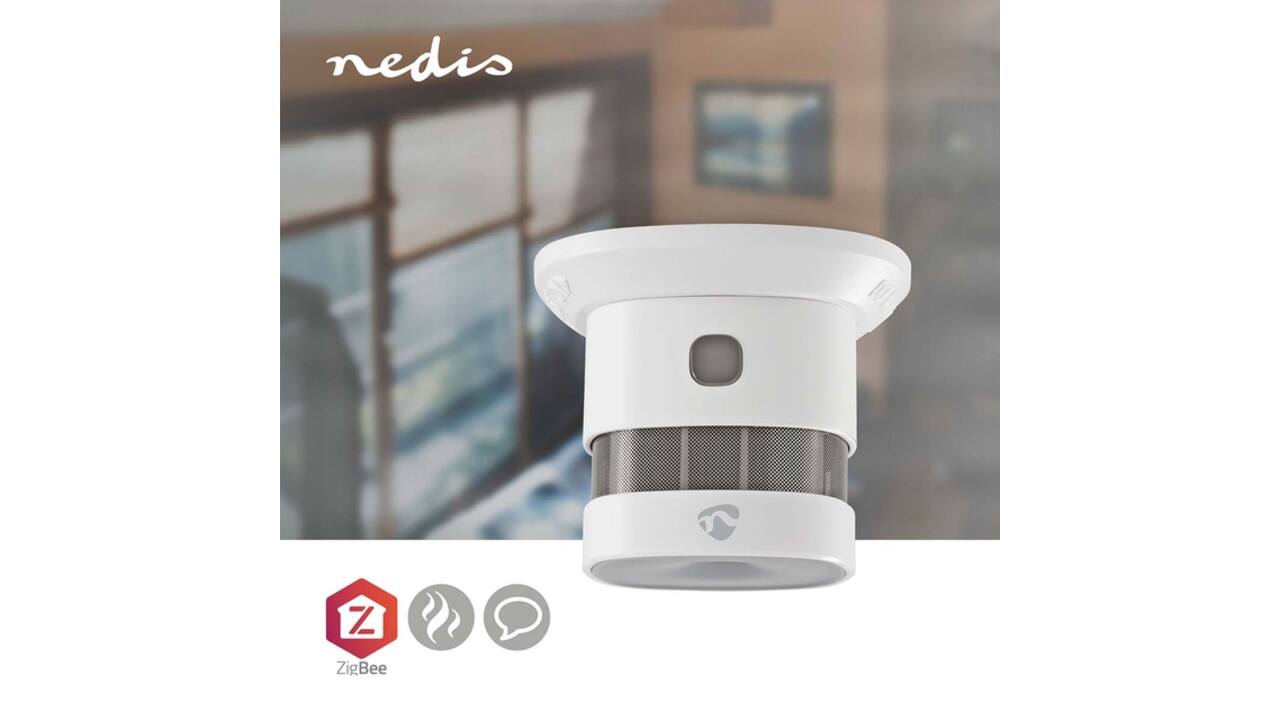 Rookmelder Nedis Smartlife Zigbee 3.0 Wifi 10 jaar sensor wit