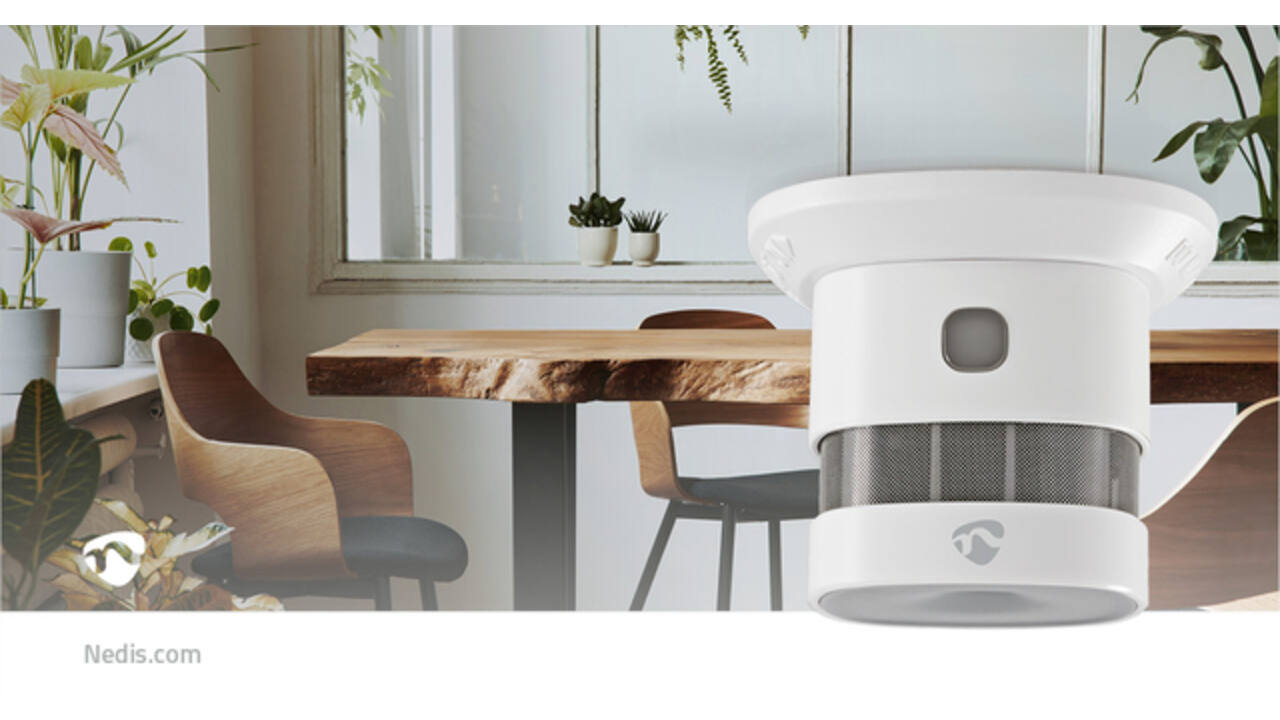 Rookmelder Nedis Smartlife Zigbee 3.0 Wifi 10 jaar sensor wit
