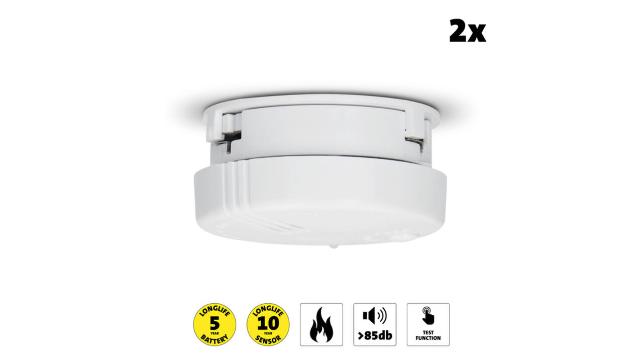 Rookmelder Alecto mini 2 stuks met 5 jaar batterij SA102 wit