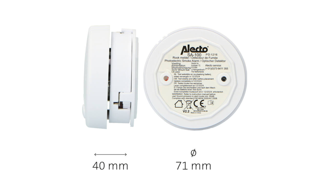 Rookmelder Alecto mini 2 stuks met 5 jaar batterij SA102 wit