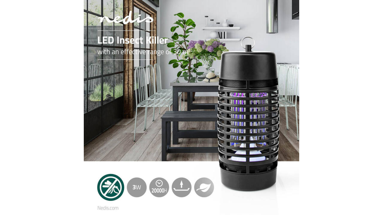 Insectenlamp Nedis electrisch 30watt 30M2 zwart