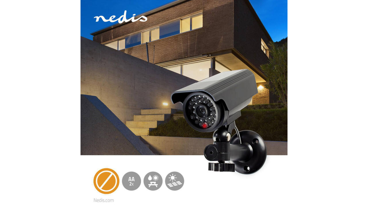 Dummy beveiligingscamera Nedis bullet solar buiten grijs