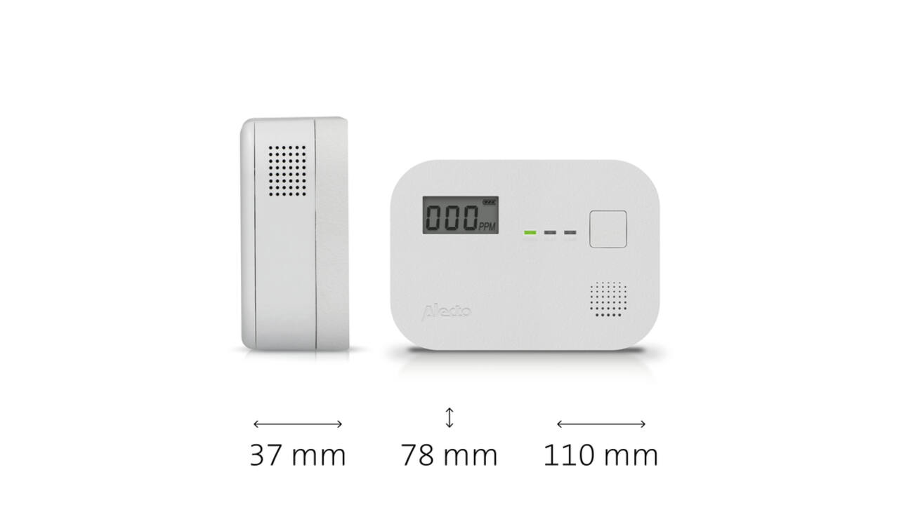 Koolmonoxidemelder Alecto 10 jaar sensor en display COA3910 wit