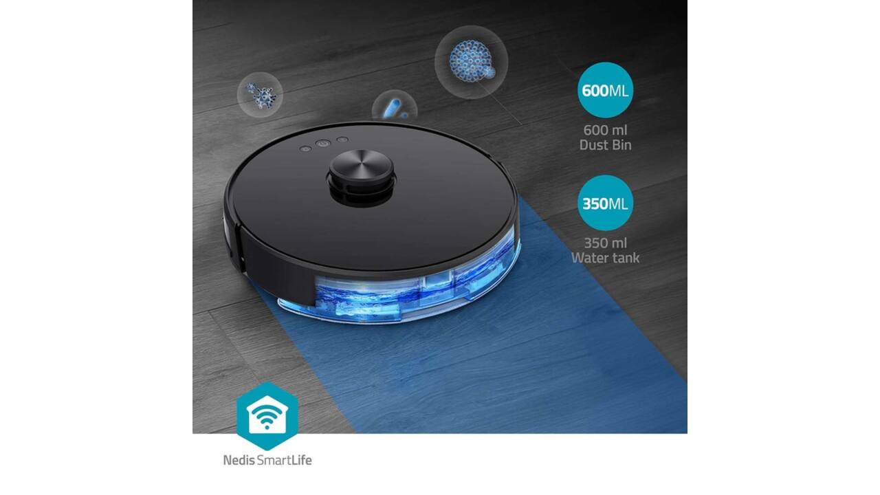 Robotstofzuiger Nedis Smartlife wifi laser 3-in-1 zwart