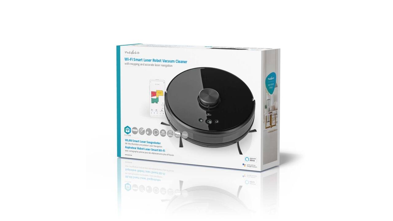 Robotstofzuiger Nedis Smartlife wifi laser 3-in-1 zwart