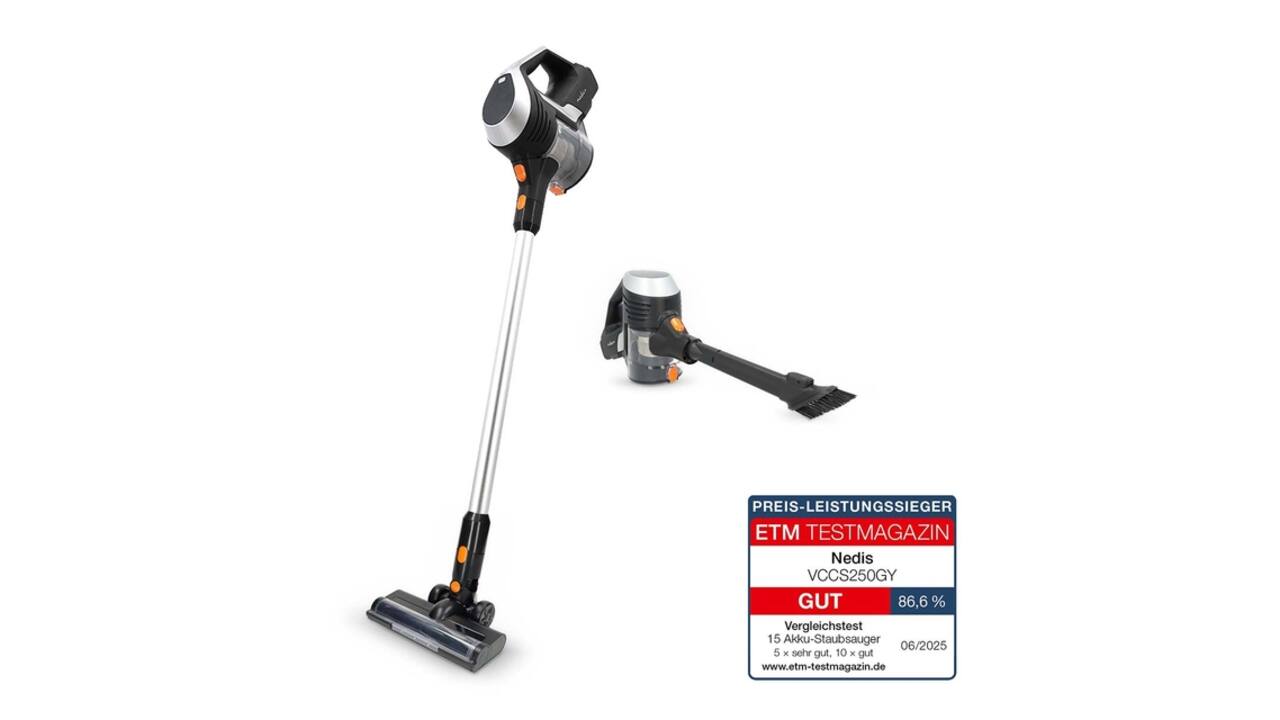 Steelstofzuiger Nedis 2-in-1 snoerloos HEPA 130W zwart