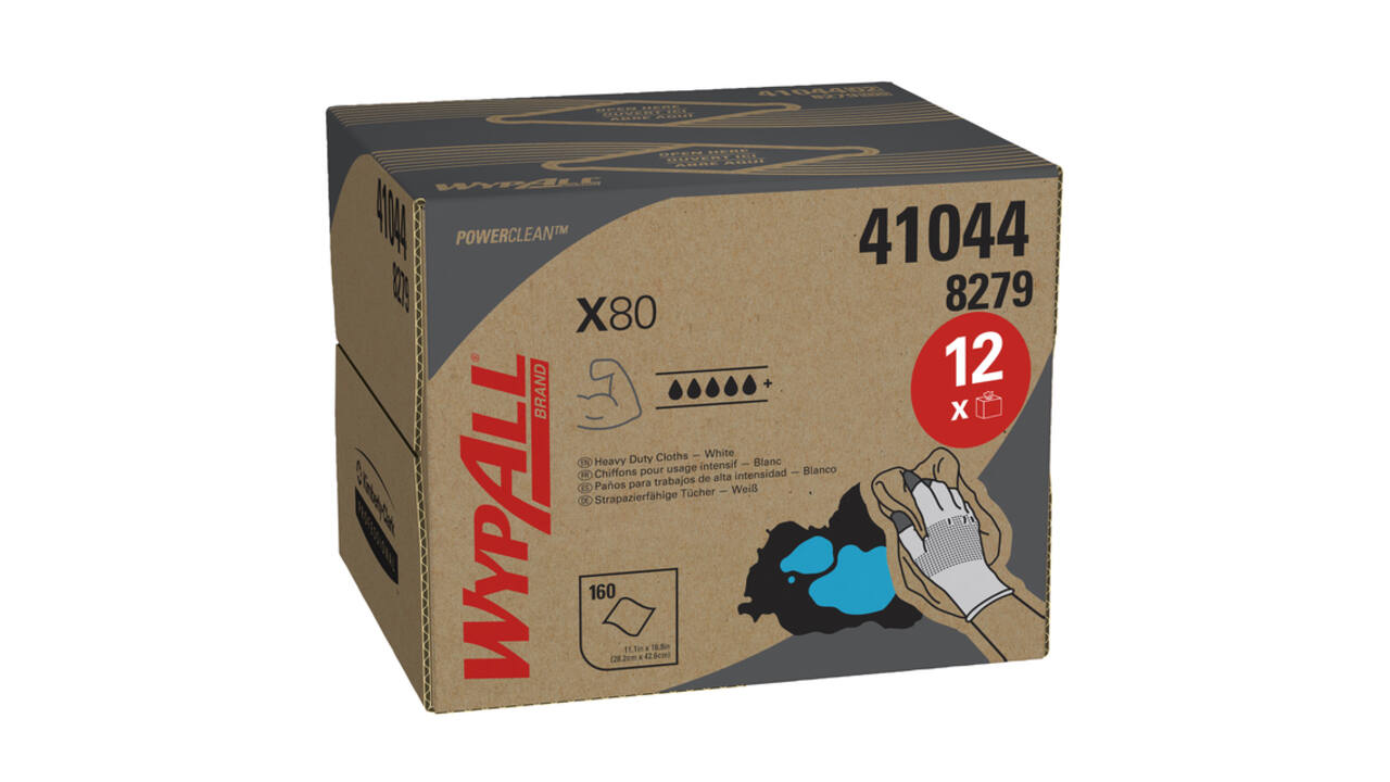 Poetsdoek WypAll X80 PowerClean 426x281mm 160vel dispenserdoos wit 8279