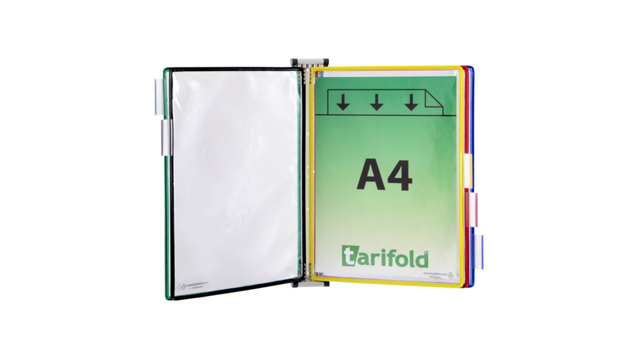Zichtpanelensysteem wand Tarifold metaal A4 met 5-tassen assorti