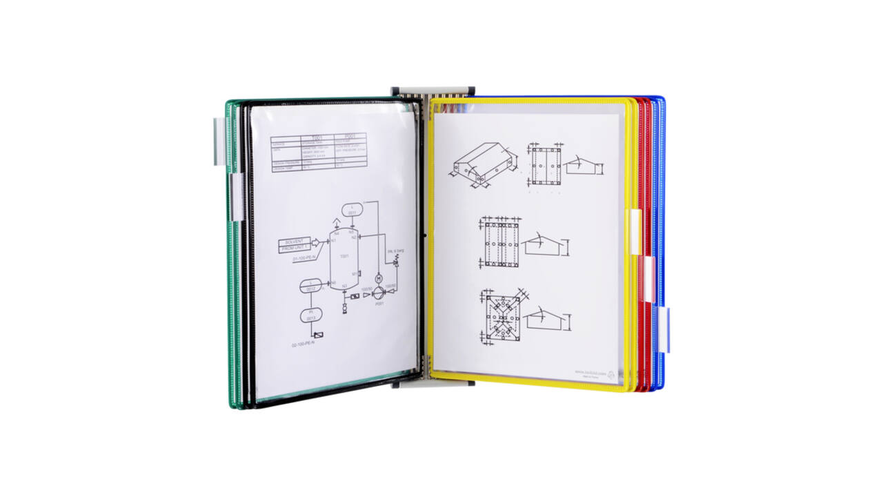 Zichtpanelensysteem wand Tarifold magnetisch A4 met 10-tassen assorti