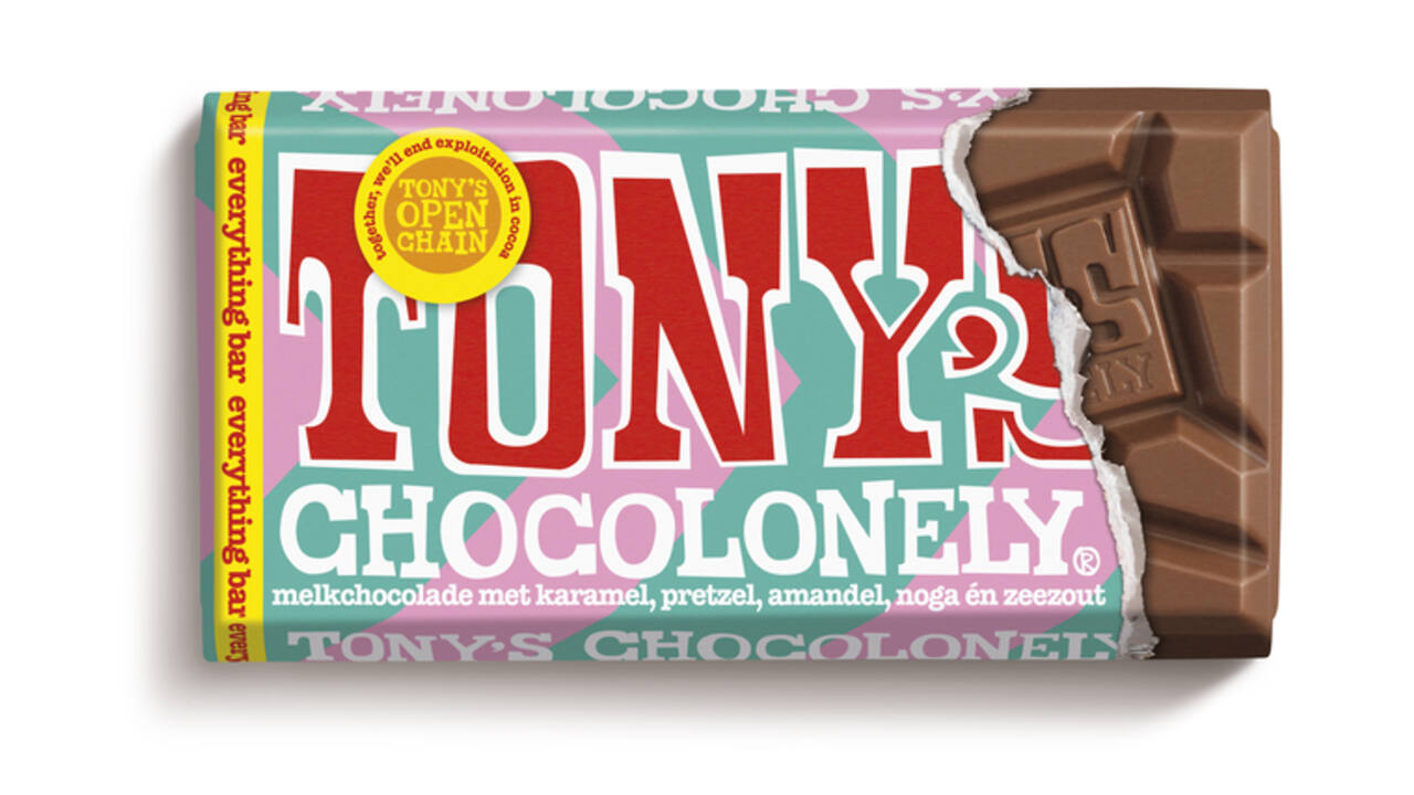 Chocolade Tony's Chocolonely melk everything reep 90 gram