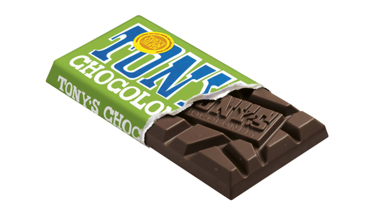 Chocolade Tony's Chocolonely puur amandel zeezout reep 90 gram